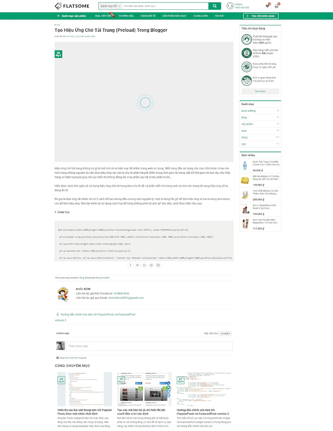 Giao diện web bán hàng mỹ phẩm cao cấp